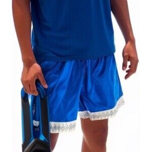 Xara 90s Super Rare Vintage Nylon Glanz Soccer Shorts Blue White Silky